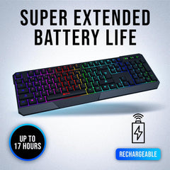 KLIM Chroma Wireless RGB Gaming Keyboard – Quiet, Backlit, Rechargeable – PC/PS5/PS4/Xbox/Mac – Black