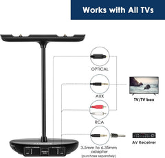 SIMOLIO SM-829D2 Dual Wireless TV Headphones with Charging Stand, Clear Dialogue, 164-ft Range, Black