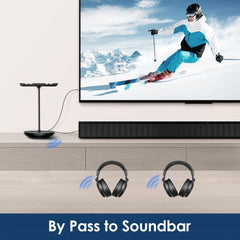 SIMOLIO SM-829D2 Dual Wireless TV Headphones with Charging Stand, Clear Dialogue, 164-ft Range, Black